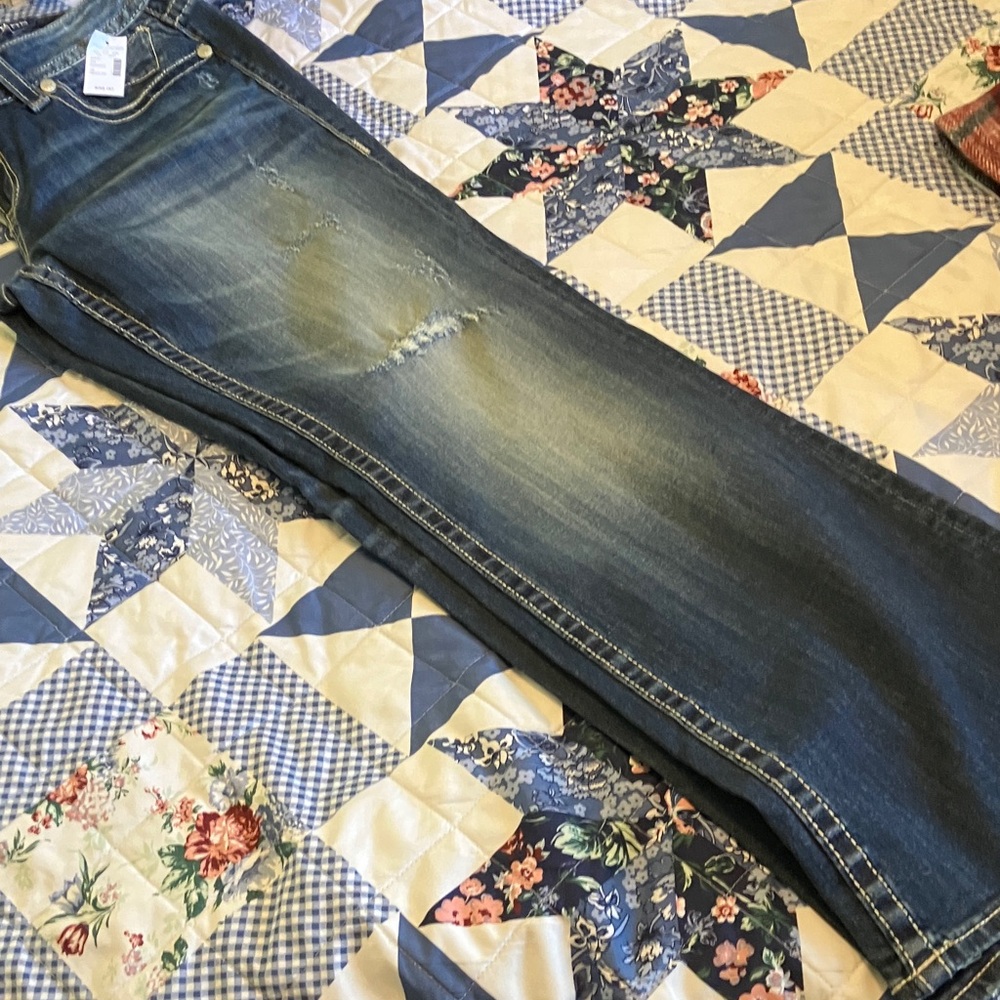 Vigoss Women's Distressed Blue Boot Cut Jeans - Picture 6 of 10